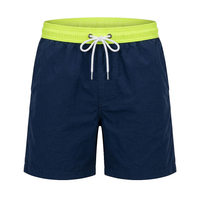 Kurze Herren-Badeshorts mit Kontrastbund in Grün Marineblau