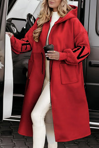 LILY – Elegante Nordic Knit Kapuzenjacke für Damen in Rot