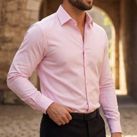Langarm-Button-Down-Hemd für Herren in Zartrosa