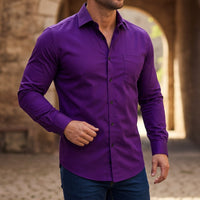 Langarm-Button-Down-Hemd für Herren in Königs Lila