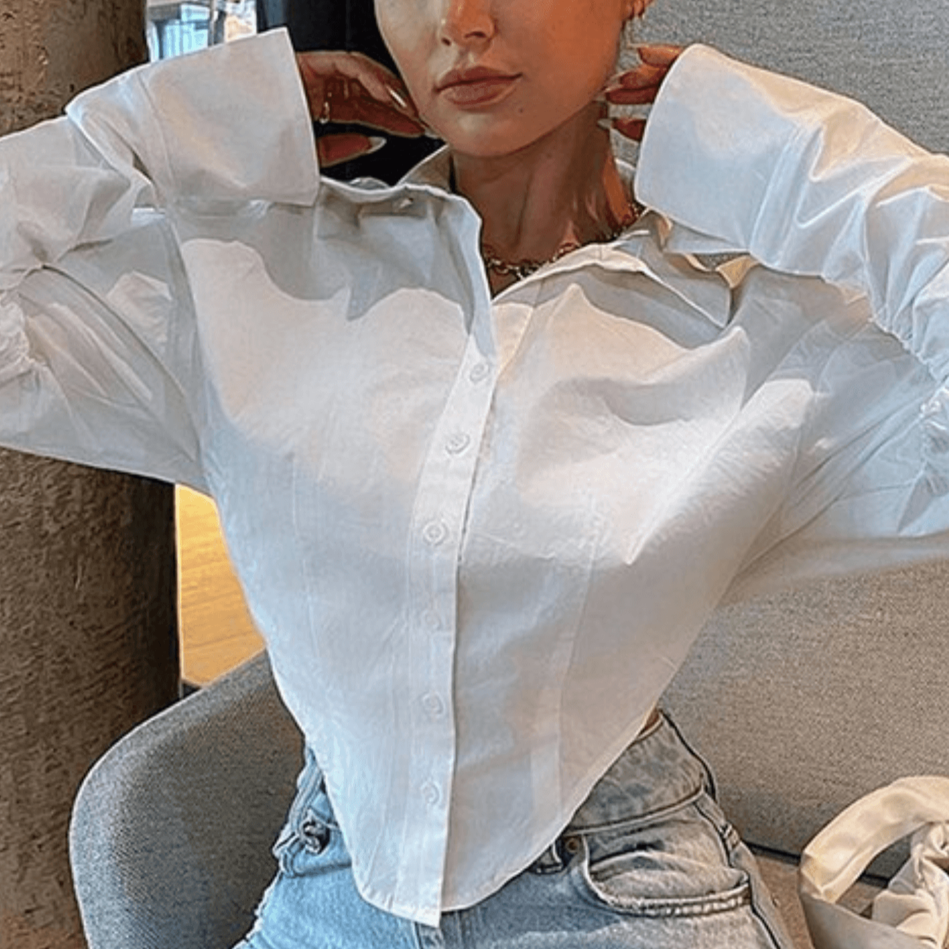 Brüssel® | Langärmlige Bluse mit dreieckigem Saum