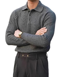 Langärmeliger Strickpullover mit Struktur für Herren in Grau