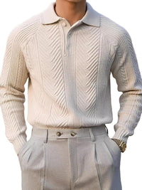 Langärmeliger Strickpullover mit Struktur für Herren in Beige