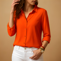 Akera - Stilvolle Damenbluse mit langen Ärmeln in Orange