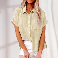 Leinenbluse für Frauen | Kurzarm in Beige