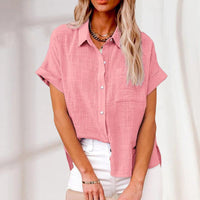 Leinenbluse für Frauen | Kurzarm in Rosa
