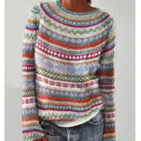 Lea | Gemütlicher Strickpullover mit Muster in Rot-Weiß-Orange