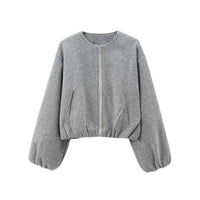 Maya | Damen Bomberjacke Leicht Modern Urban Casual Trend Vielseitig in Grau