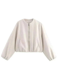 Maya | Damen Bomberjacke Leicht Modern Urban Casual Trend Vielseitig in Beige