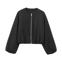 Maya | Damen Bomberjacke Leicht Modern Urban Casual Trend Vielseitig in Schwarz