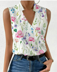 Selma | Ärmellose Bluse mit V-Ausschnitt in Blumen 1