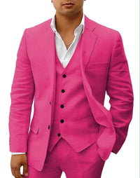 Armand | Herren Leinen Hochzeitsanzug Sommer Elegant Natürlich Bräutigam in Fuchsie