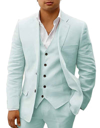 Armand | Herren Leinen Hochzeitsanzug Sommer Elegant Natürlich Bräutigam in Hellgrün