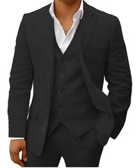 Armand | Herren Leinen Hochzeitsanzug Sommer Elegant Natürlich Bräutigam in Schwarz