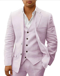 Armand | Herren Leinen Hochzeitsanzug Sommer Elegant Natürlich Bräutigam in Hellrosa