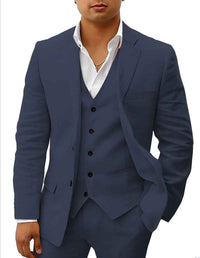 Armand | Herren Leinen Hochzeitsanzug Sommer Elegant Natürlich Bräutigam in Marineblau