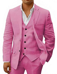 Armand | Herren Leinen Hochzeitsanzug Sommer Elegant Natürlich Bräutigam in Rosa