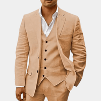 Armand | Herren Leinen Hochzeitsanzug Sommer Elegant Natürlich Bräutigam in Khaki