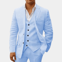 Armand | Herren Leinen Hochzeitsanzug Sommer Elegant Natürlich Bräutigam in Hellblau