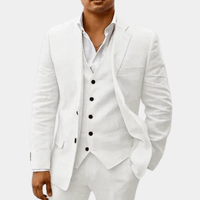 Armand | Herren Leinen Hochzeitsanzug Sommer Elegant Natürlich Bräutigam in Weiß