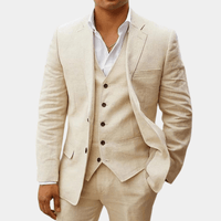 Armand | Herren Leinen Hochzeitsanzug Sommer Elegant Natürlich Bräutigam in Beige