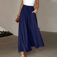 Lenara | Damen Weites Bein Zweiteiler Set in Marineblau