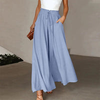 Lenara | Damen Weites Bein Zweiteiler Set in Blau