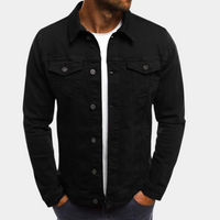 Leonhard | Herren Trucker Jacke mit Knopfverschluss in Schwarz