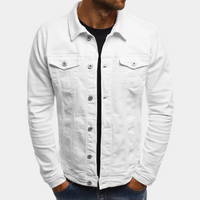 Leonhard | Herren Trucker Jacke mit Knopfverschluss in Weiß