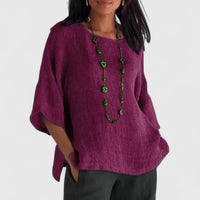 Leonie | Damen 3/4 Arm Bluse mit rundem Ausschnitt in Lila