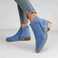 Zeitlose Blockabsatz-Stiefeletten - Mila in Blau