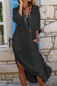 Levka | Oversized Hemdblusenkleid Midi in Schwarz