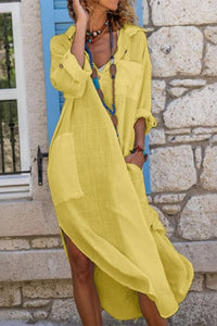 Levka | Oversized Hemdblusenkleid Midi in Gelb