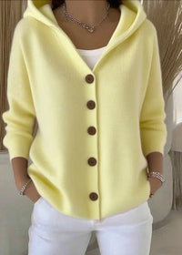 Isabel | Damen Casual Kapuze Strickjacke in Hellgelb