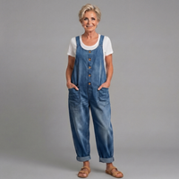 Linnéa | Damen Latzhose Wide Leg Overall in Blau