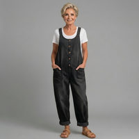 Linnéa | Damen Latzhose Wide Leg Overall in Schwarz