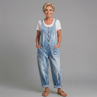 Linnéa | Damen Latzhose Wide Leg Overall in Hellblau