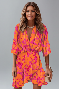 Linnea | Damen Wickel Mini Kleid mit Taillengürtel in Orange