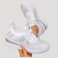 Lirenne | Damen Glitzer Sneaker mit Strasssteinen Plateau in Weiß