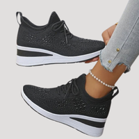 Lirenne | Damen Glitzer Sneaker mit Strasssteinen Plateau in Schwarz