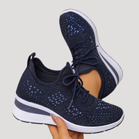 Lirenne | Damen Glitzer Sneaker mit Strasssteinen Plateau in Marineblau