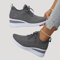 Lirenne | Damen Glitzer Sneaker mit Strasssteinen Plateau in Grau