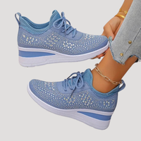 Lirenne | Damen Glitzer Sneaker mit Strasssteinen Plateau in Blau