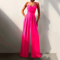 Livia | Damen Jumpsuit Herzausschnitt Weites Bein Ärmellos in Rosa