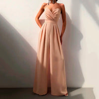 Livia | Damen Jumpsuit Herzausschnitt Weites Bein Ärmellos in Orange