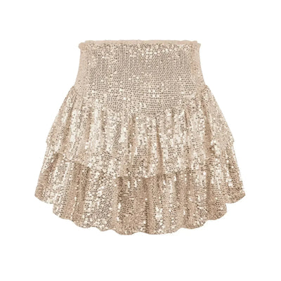 Damen-Sommer-Minirock mit gestuften Rüschen