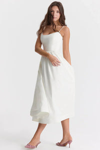Evelyn | Damen Kleid Subtil Elegant Zeitlos Feminin Casual Modern in Weiß