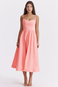 Evelyn | Damen Kleid Subtil Elegant Zeitlos Feminin Casual Modern in Rosa