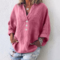 Lorelei | Damen V-Ausschnitt Bluse mit Knopfleiste in Rosa