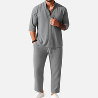 Lorenz | Herren Freizeitanzug Set Langarm Relaxed Fit in Grau